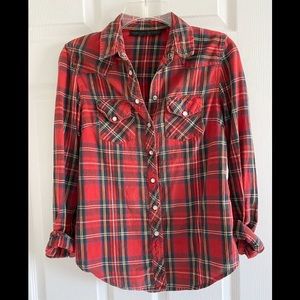 Topshop Classic Red Plaid Button-down Shirt